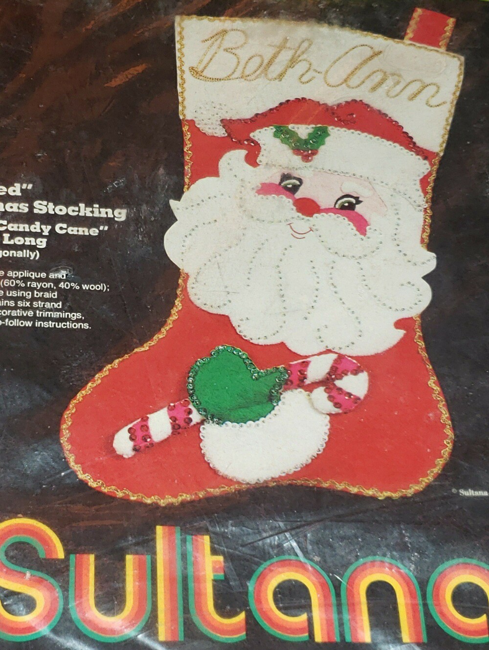 Vintage Mid-Century Sultana "Jeweled" Christmas Stocking Kit